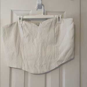 Express Cream Textured Strapless Top